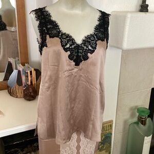 Cami NYC black lace silk top